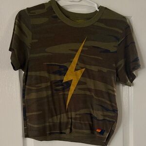 Aviator Nation Olive Camo Short-Sleeve Tee with Yellow Lightning